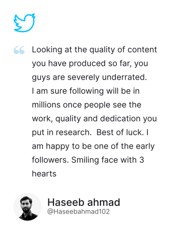 Haseeb ahmad review shows the acknowledgement for quality of content produced by FinPocket.