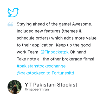 YT Pakistani Stockist review suggested Finpocket team to keep up the good work.